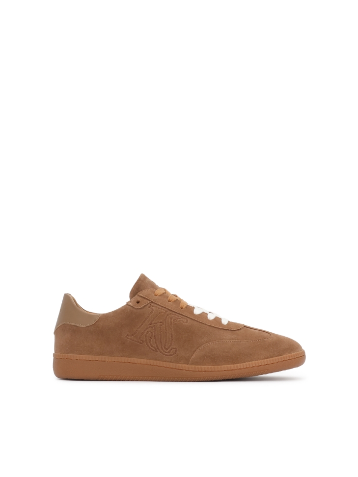 Men's suede sneakers in a shade of chocolate brown