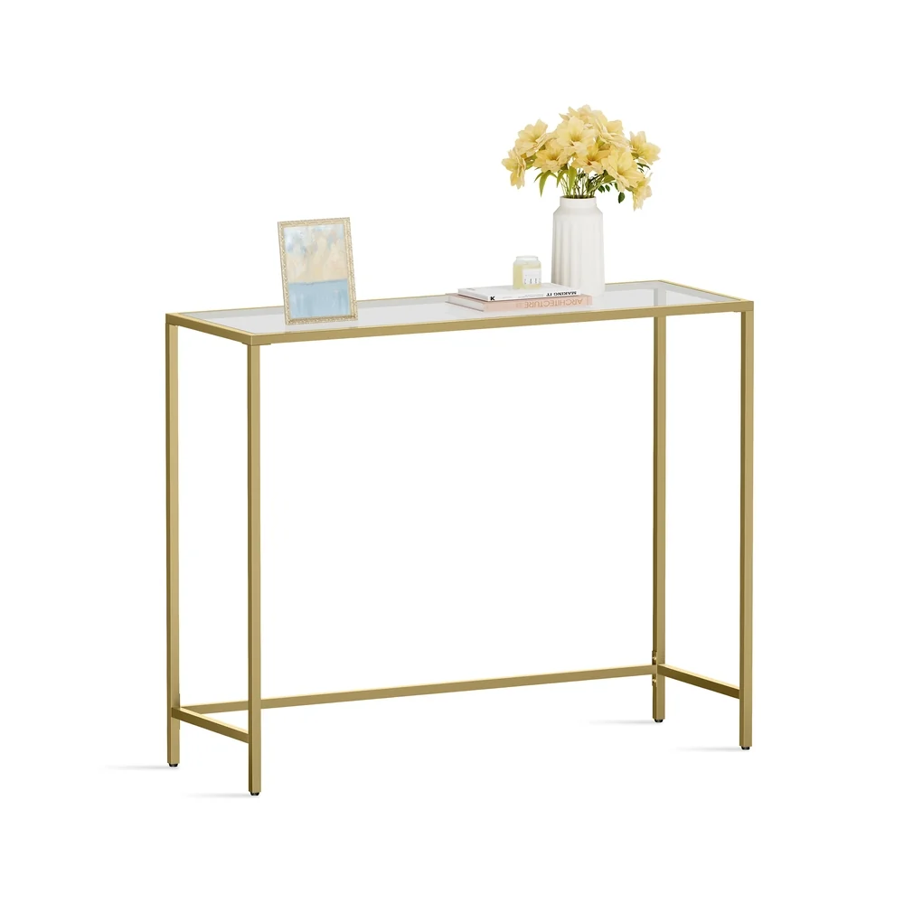 Table console verre doré