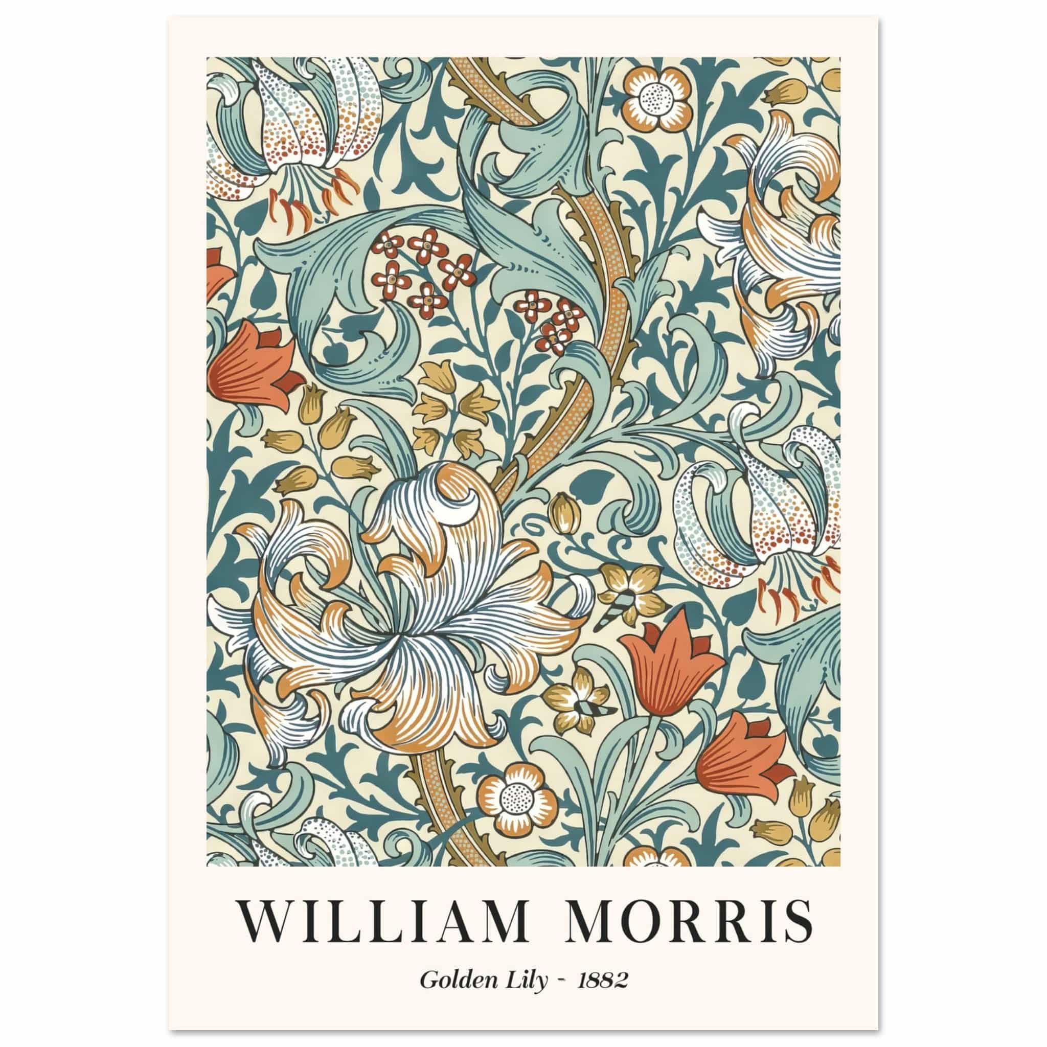 Artfulprints Poster William Morris - Golden lilly II 1882  - 70x100 cm - Groen