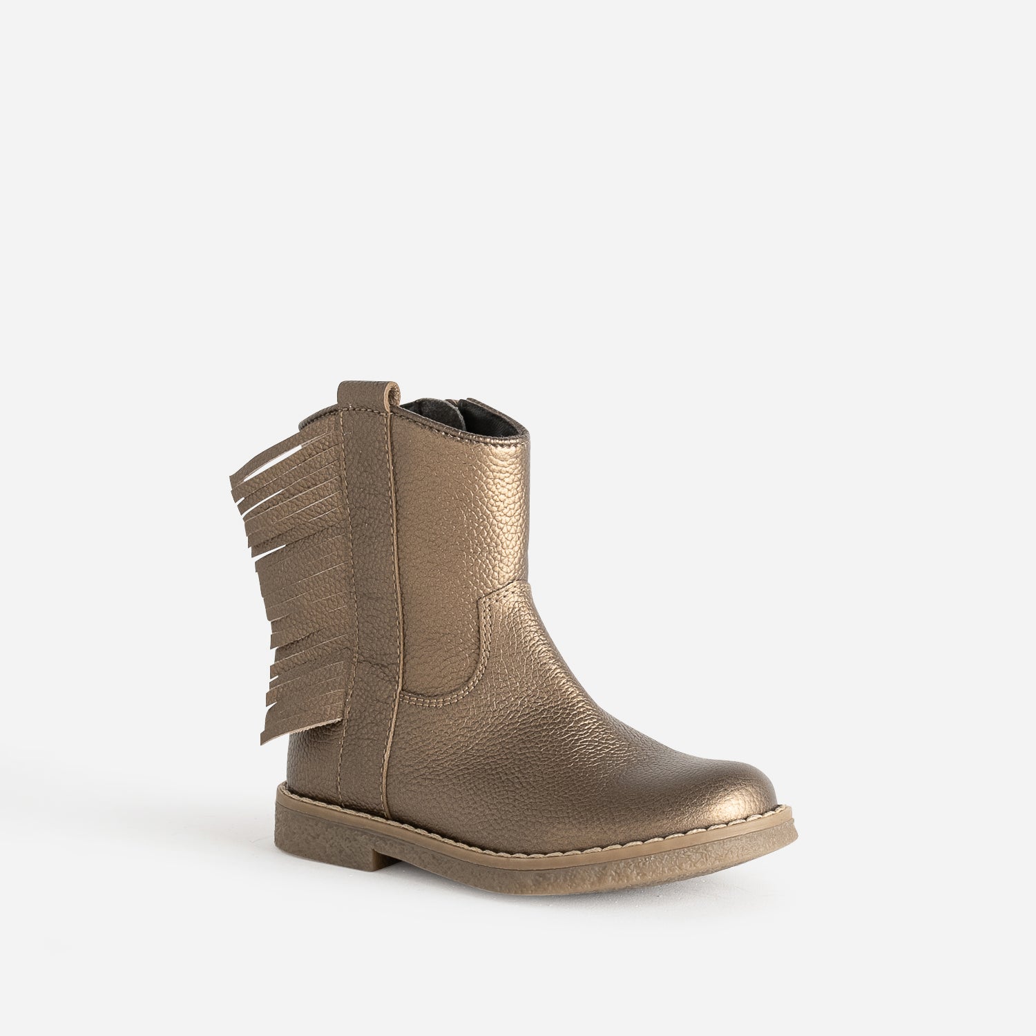 Boots BUGGY marron métallisé en cuir à franges