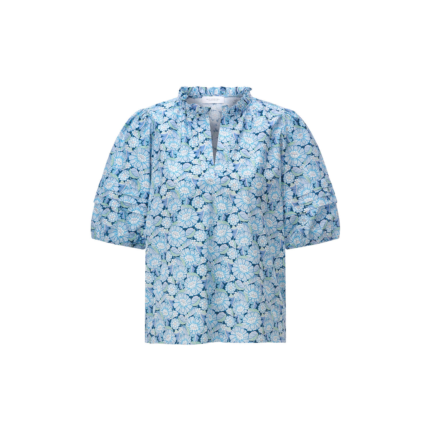 Printed Cotton Blouse, midnight blue
