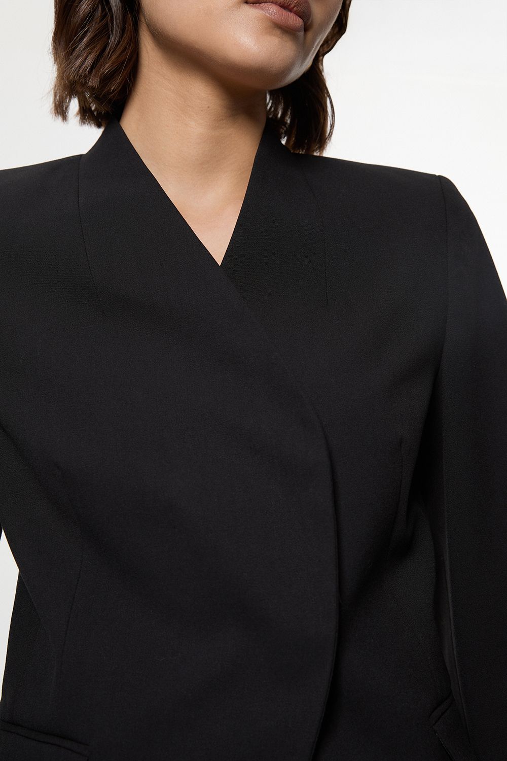 KarenMillen Compact Stretch Asymmetric Single Breasted Tailored Blazer