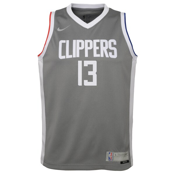 Paul George LA Clippers Nike Youth 2020/21 Swingman Player Jersey Gray - Earned Edition