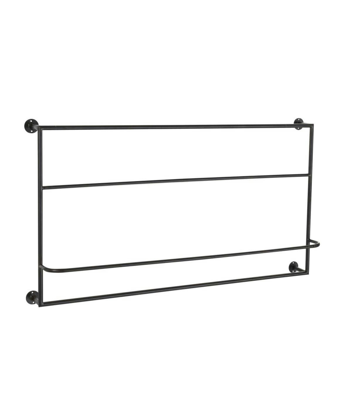 - Porte-serviette mural en métal noir 93x16,5x53cm
