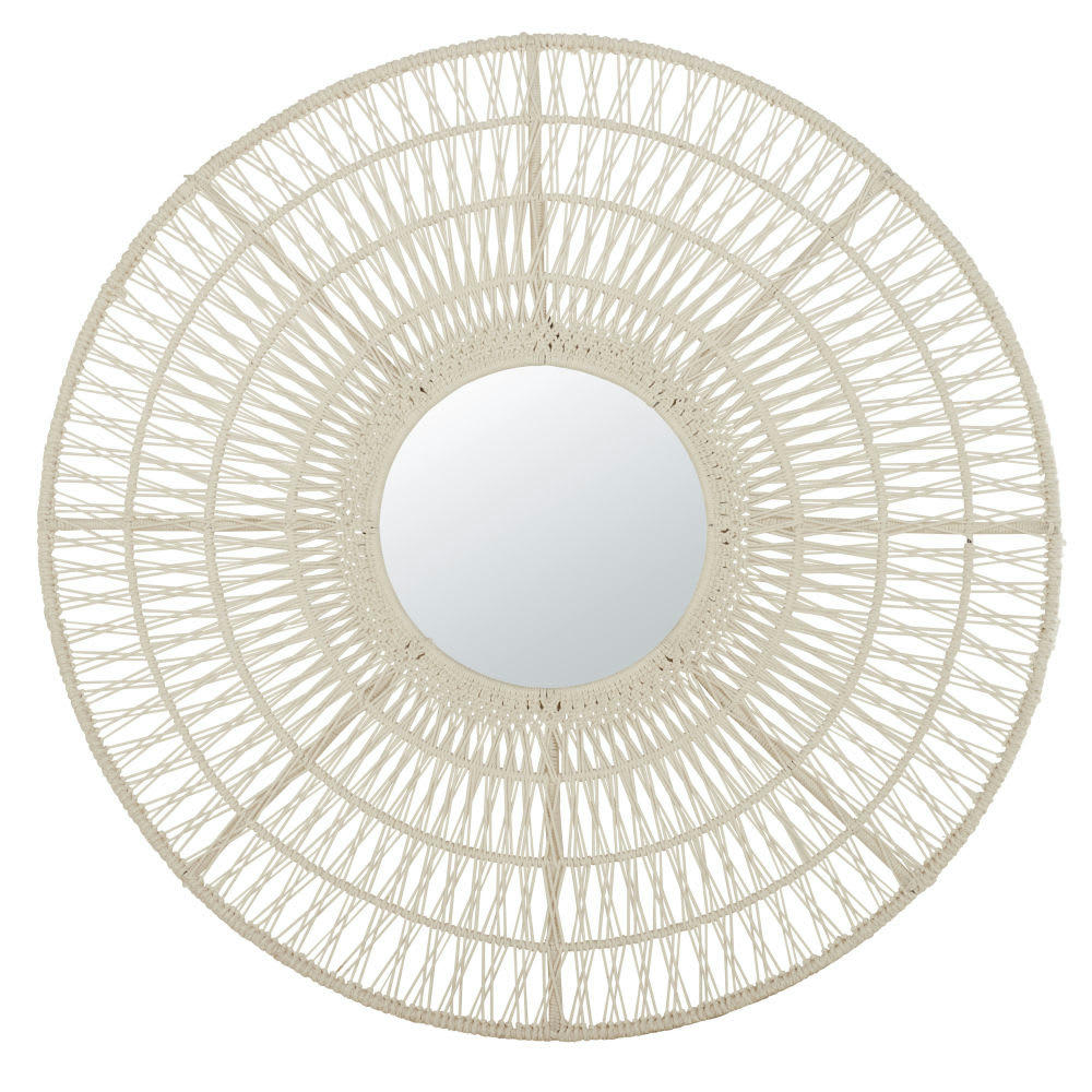 CHESTER - Miroir rond en corde beige D110