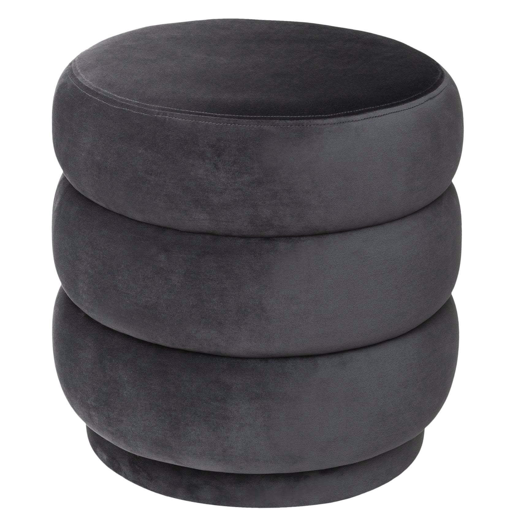 - Pouf rond en velours gris foncé Ø 40x40 cm