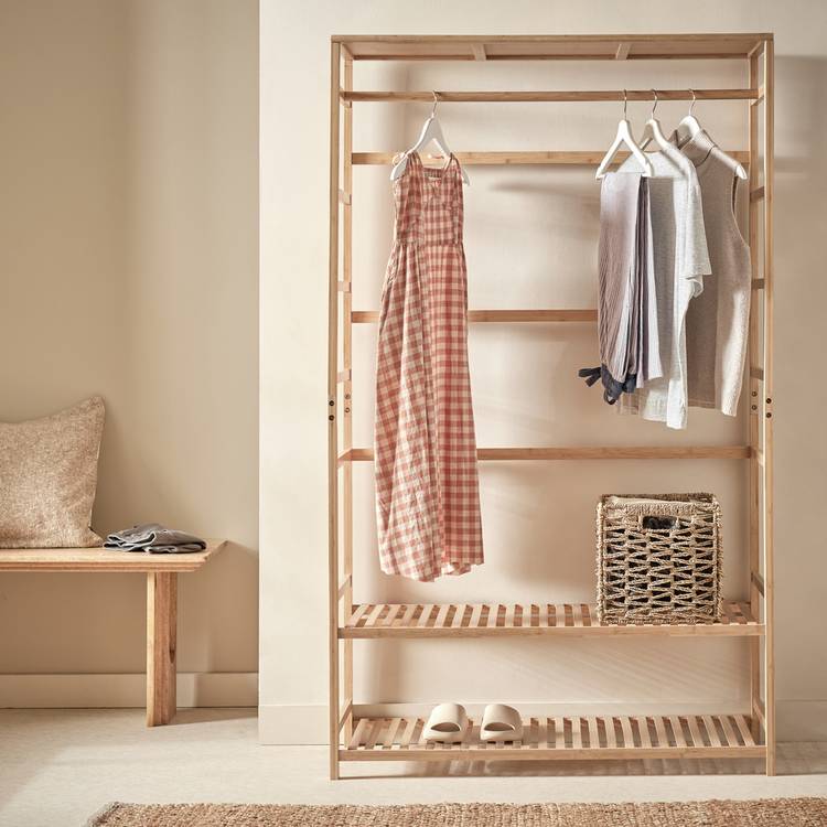 Habitat Cullen Double Bamboo Open Wardrobe - Oak