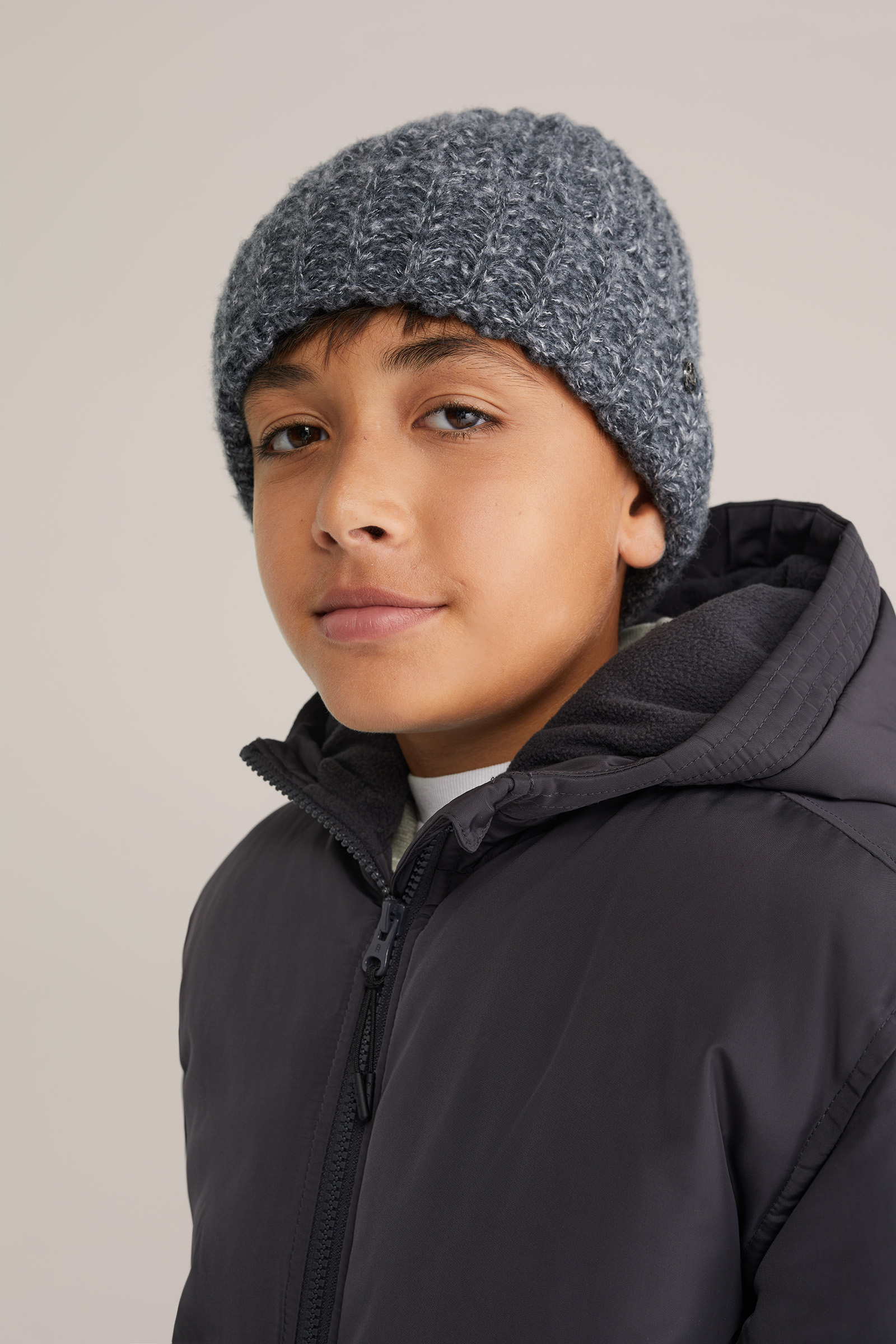 Jongens beanie met reflecterend draad