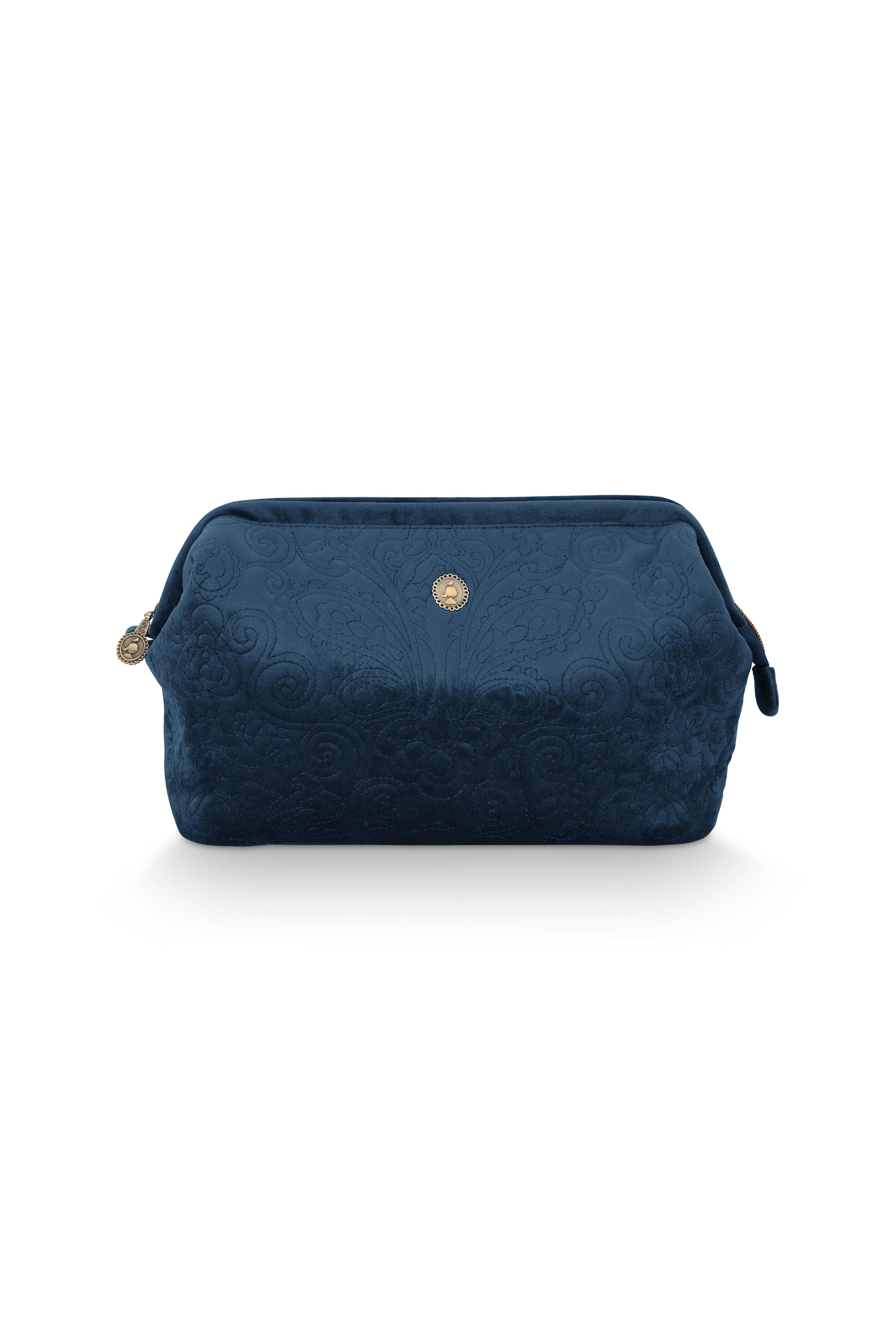 Pip Studio - Cooper Make up tasje - Velvet Quiltey Days - Blauw - 13.8 x 20.7 x 30 cm