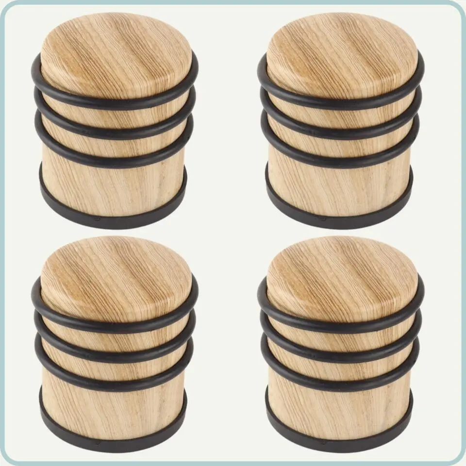 Nordix Deurstop 4 Stuks Deurstopper Deurbuffer Houtlook 7,9cm