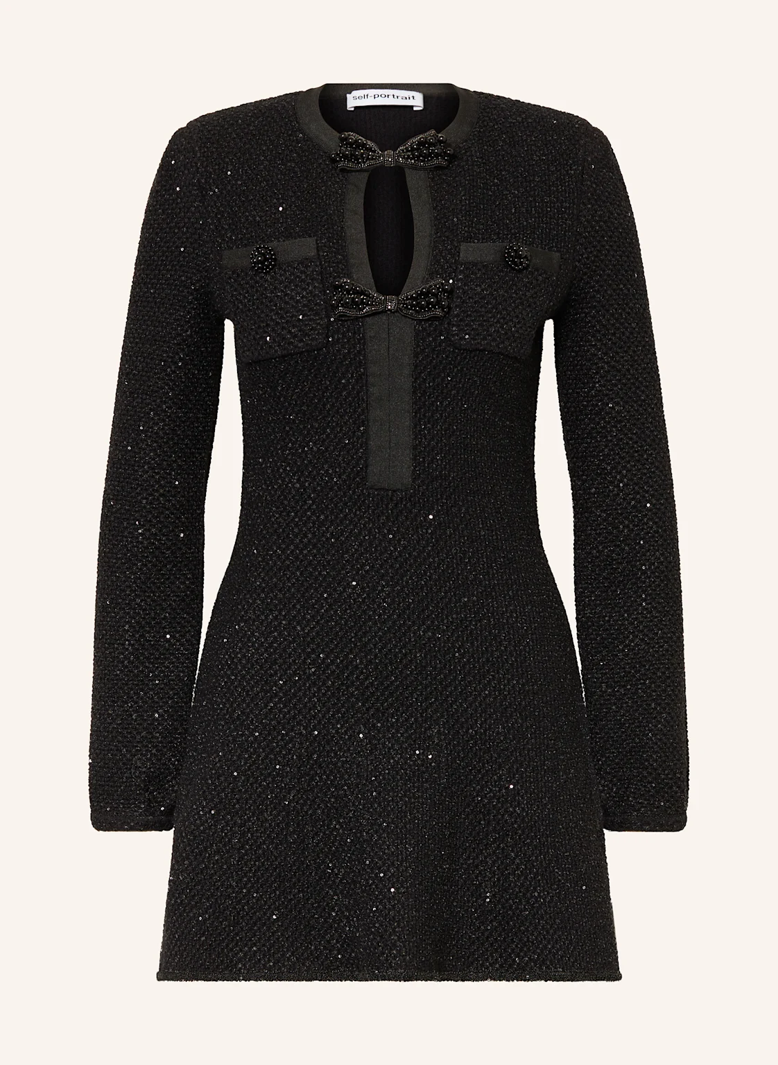 self-portrait Bouclé-Kleid mit Pailletten