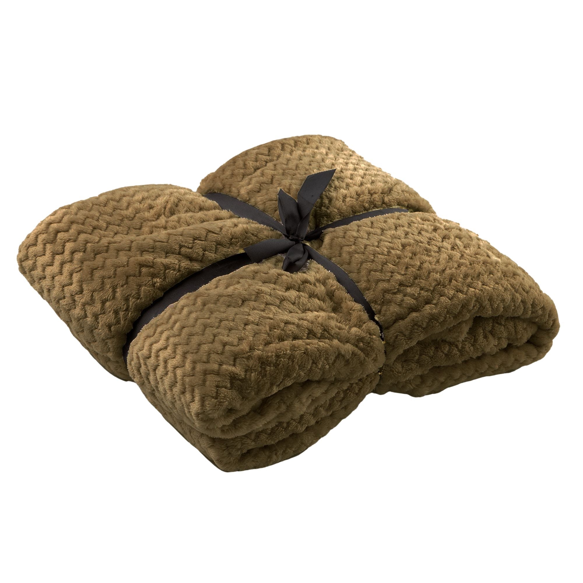 MARA - plaid 150x200 cm - superzachte deken - zigzagpatroon - Military Olive - groen