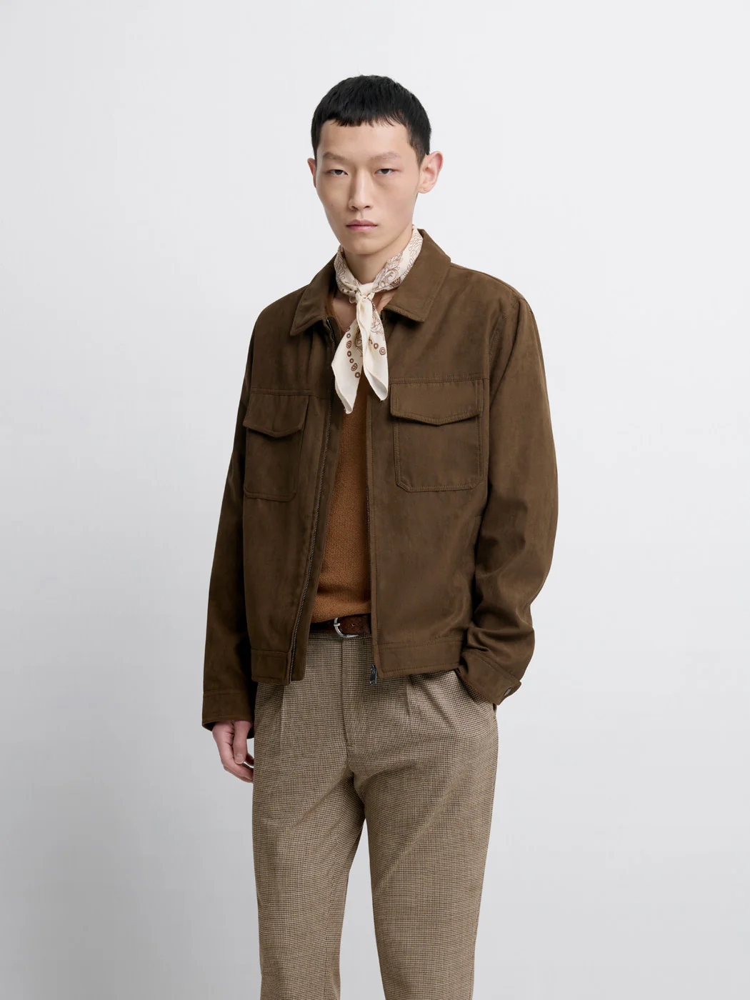 Blouson en suédine col chemise