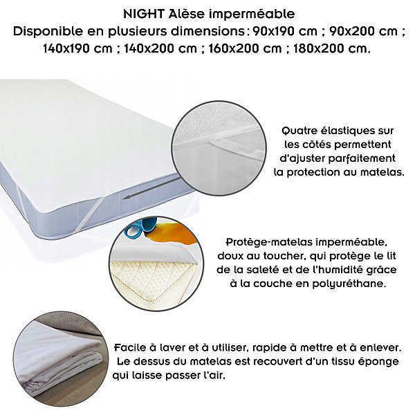 Alèse Protège Matelas Imperméable Avec Coins élastiques 160x200 Cm