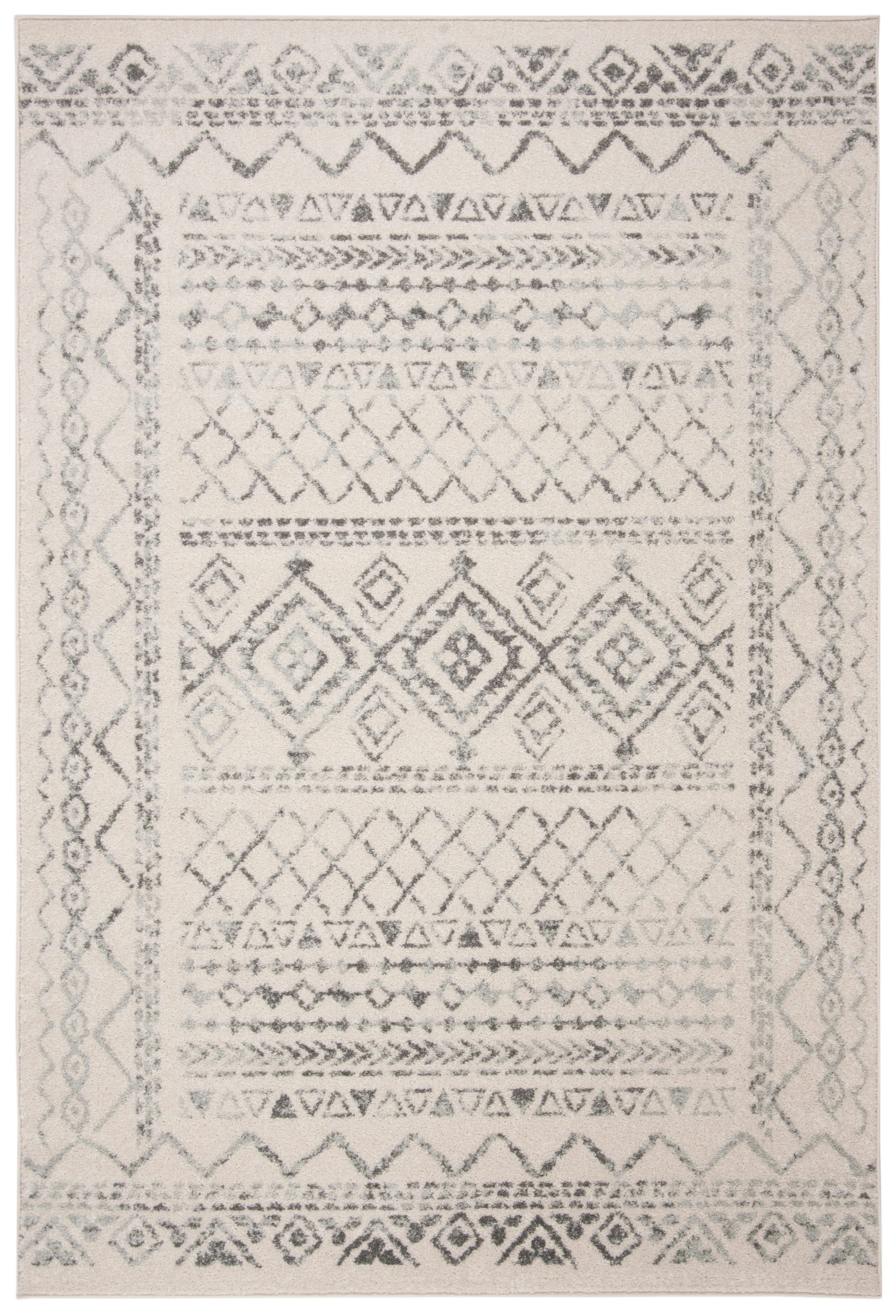 TULUM - Tapis de salon interieur en ivoire & gris, 91 x 152 cm
