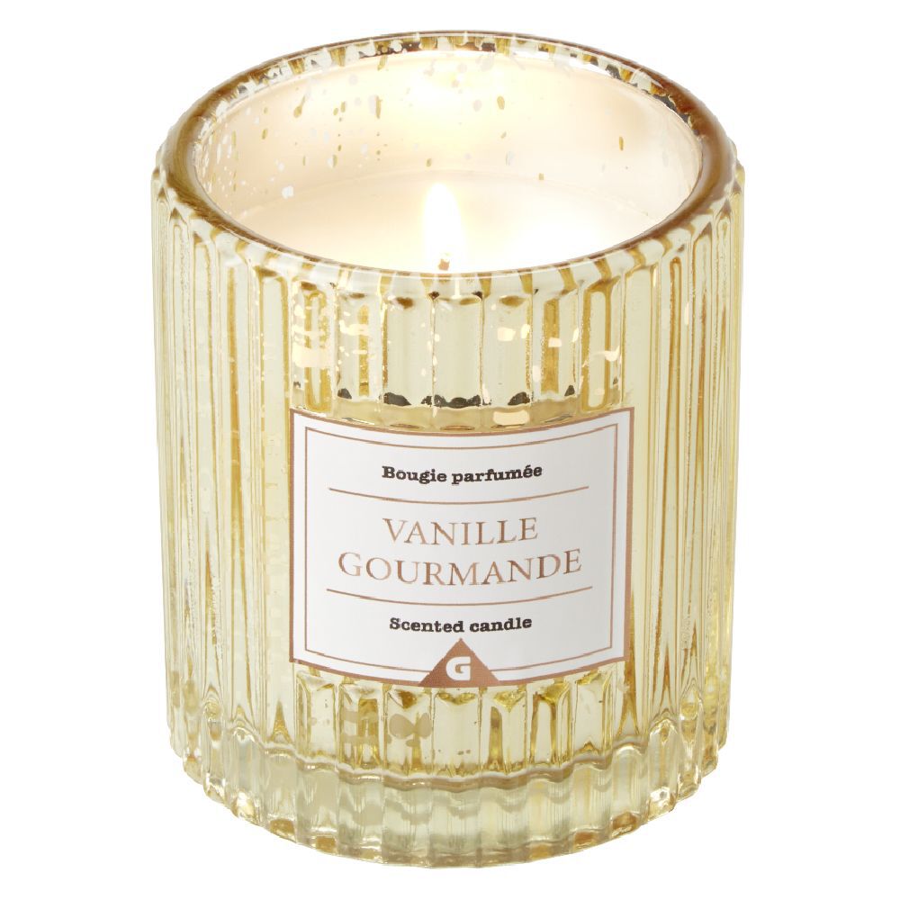 Bougie dans verre design relief senteur vanille gourmande