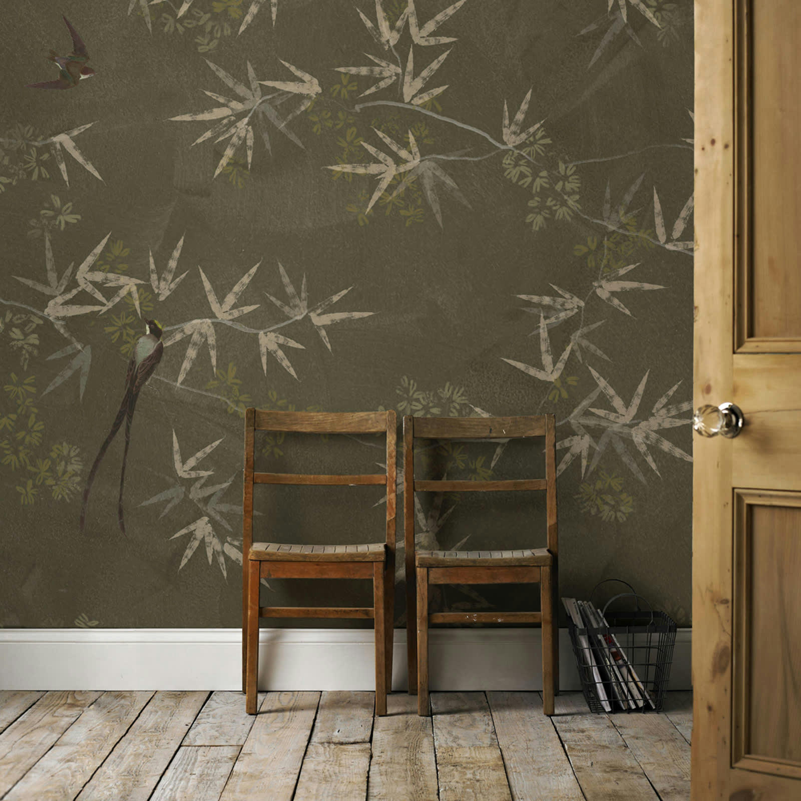 OISEAUX - Papier peint panoramique intissé oiseaux du Paradis vert 200x280cm