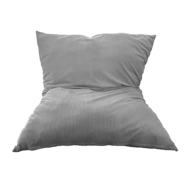 - Pouf Velours Côtelé Gris clair 180 x 140 cm