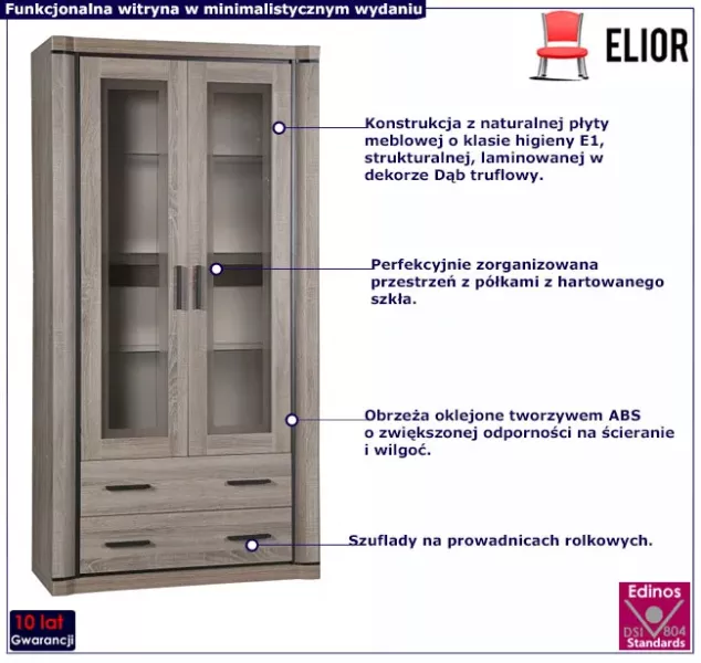 Witryna dwudrzwiowa dąb truflowy - Riro