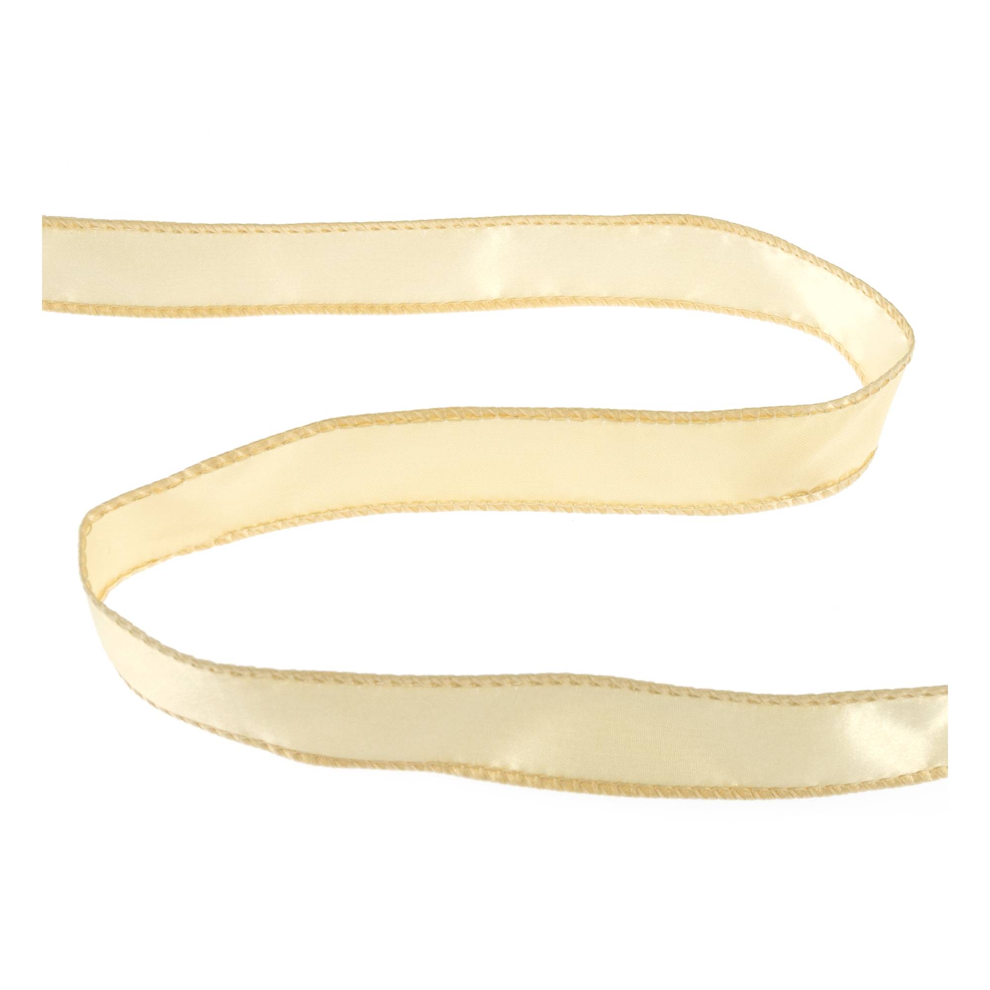 Light Gold Wire Edge Satin Ribbon 25mm x 3m