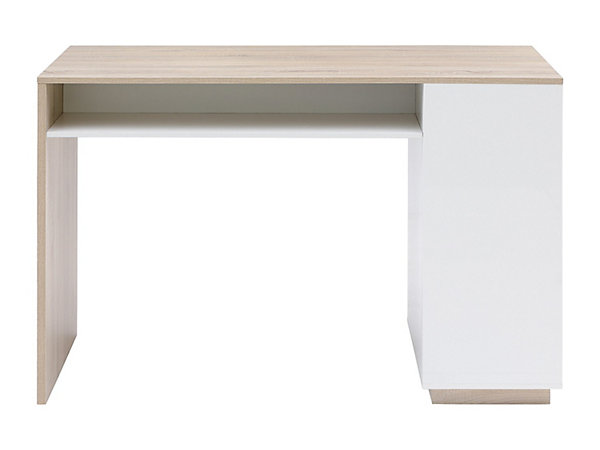 Meuble de bar avec rangements - Blanc et naturel - ANOSKI