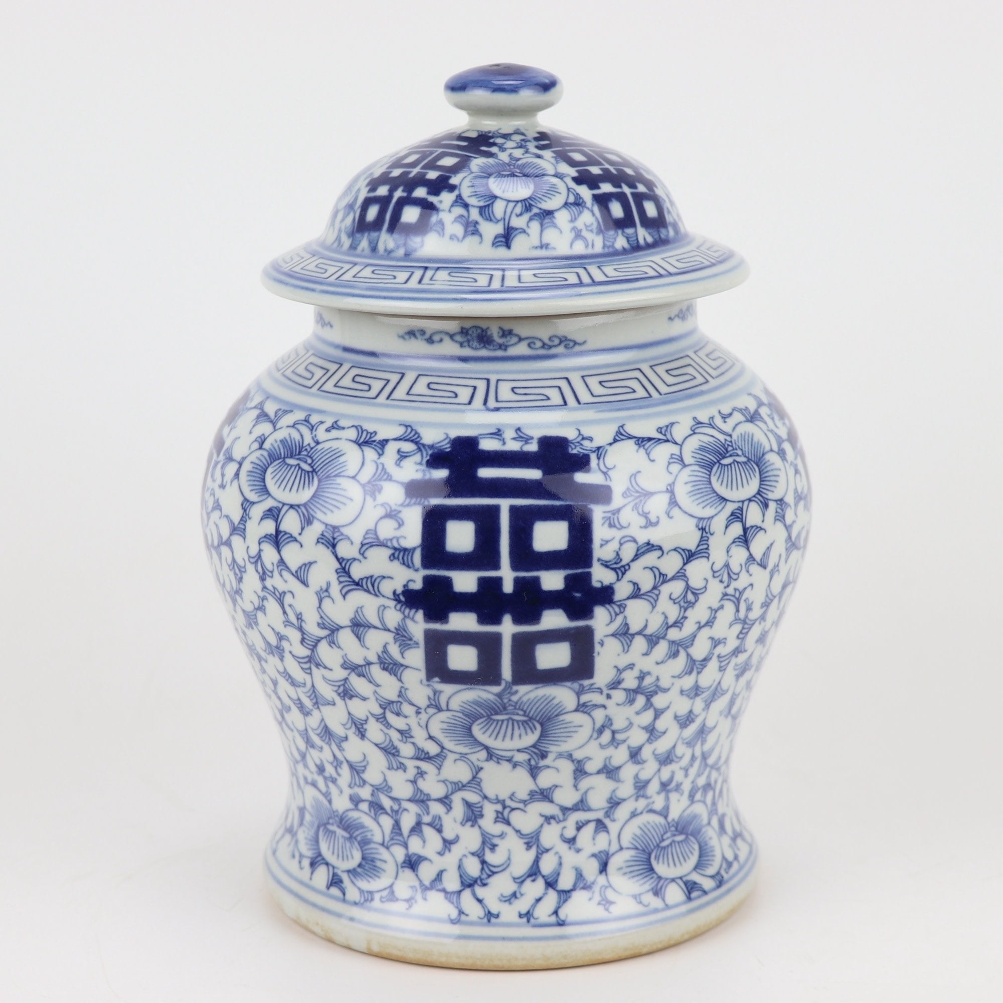 Fine Asianliving Chinese Gemberpot Blauw Wit Dubbele