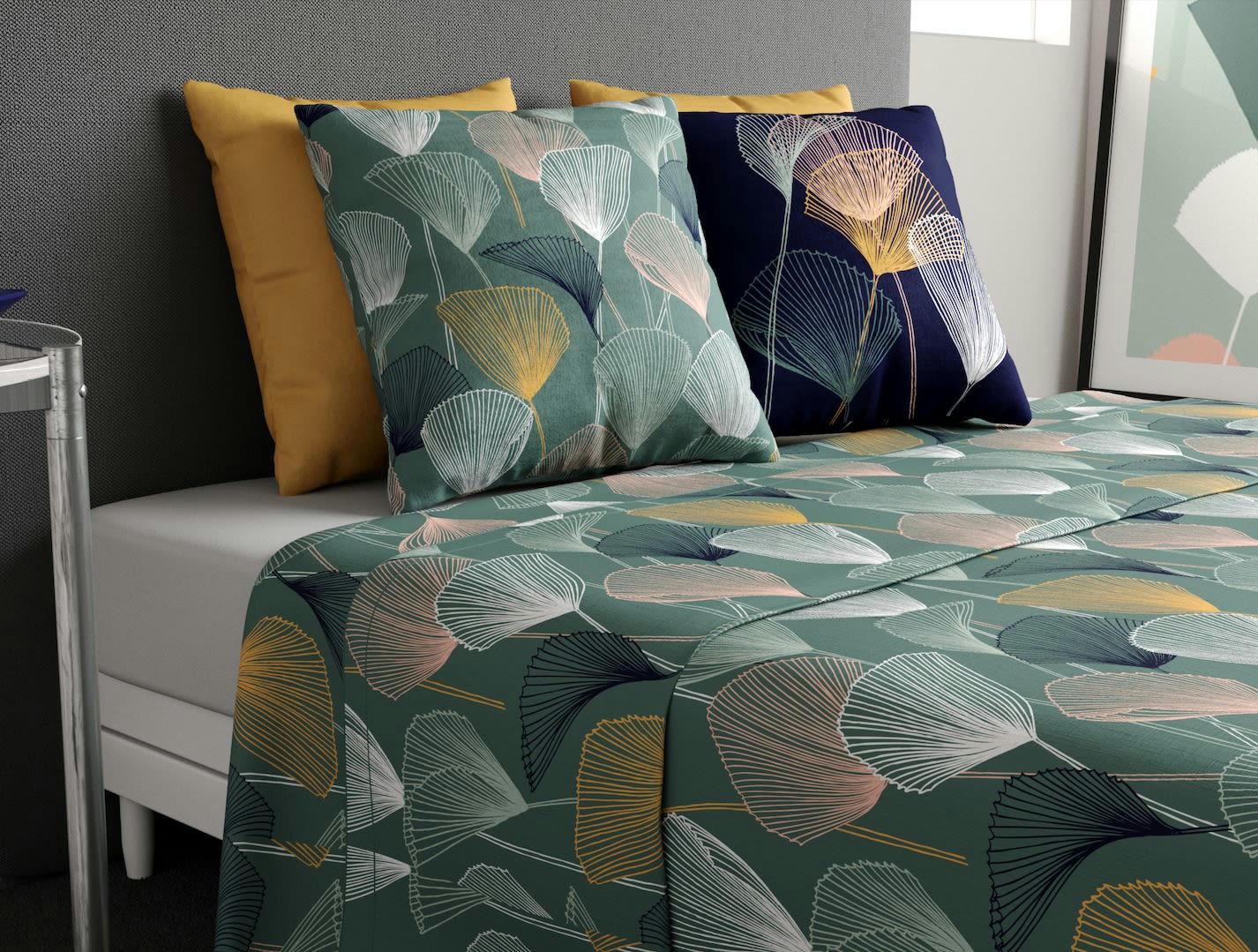 COTTEY - Parure de drap coton vert 240x300 cm