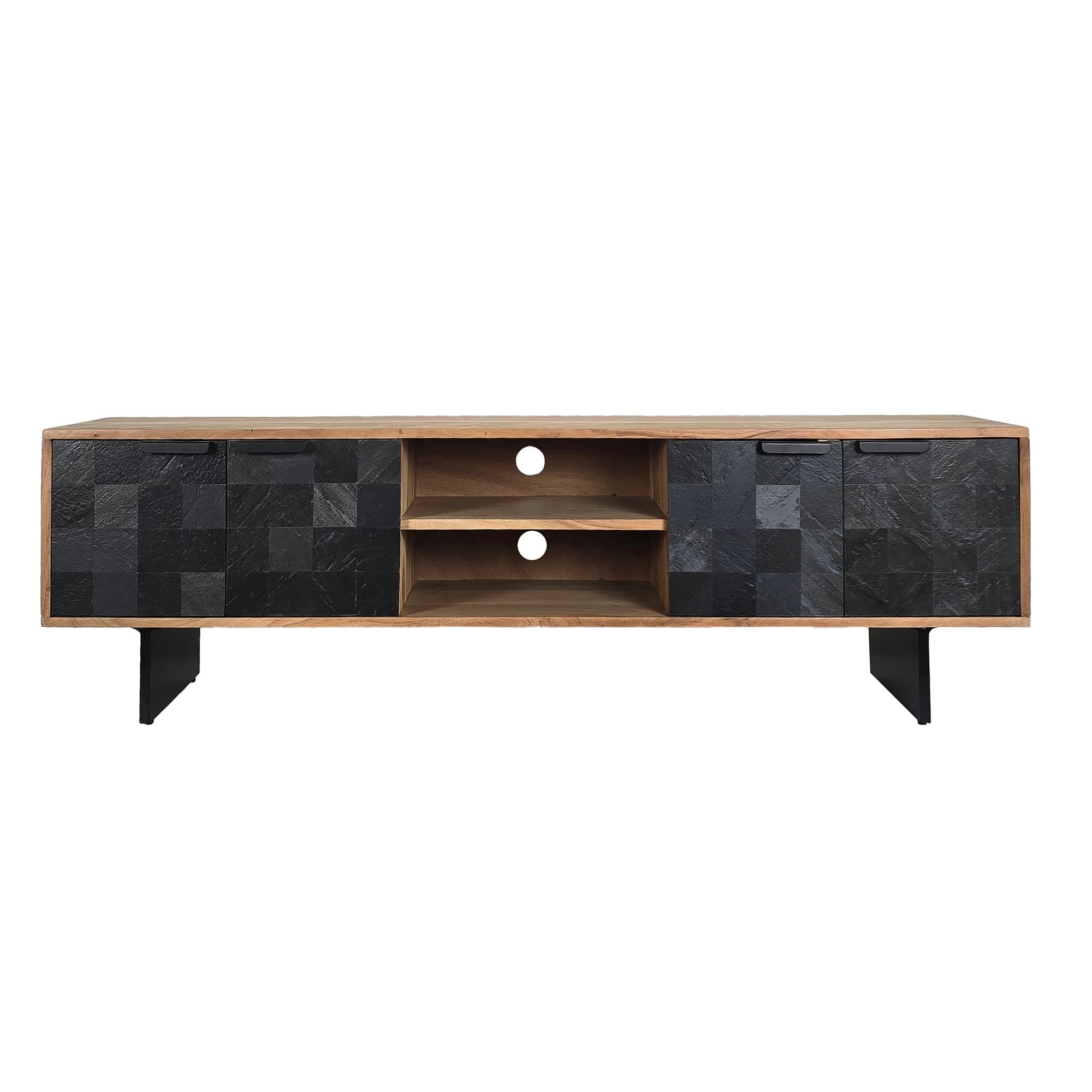 Szafka RTV Akacja Drewno Lite 150cm TV Board Industrial Przechowywaniem