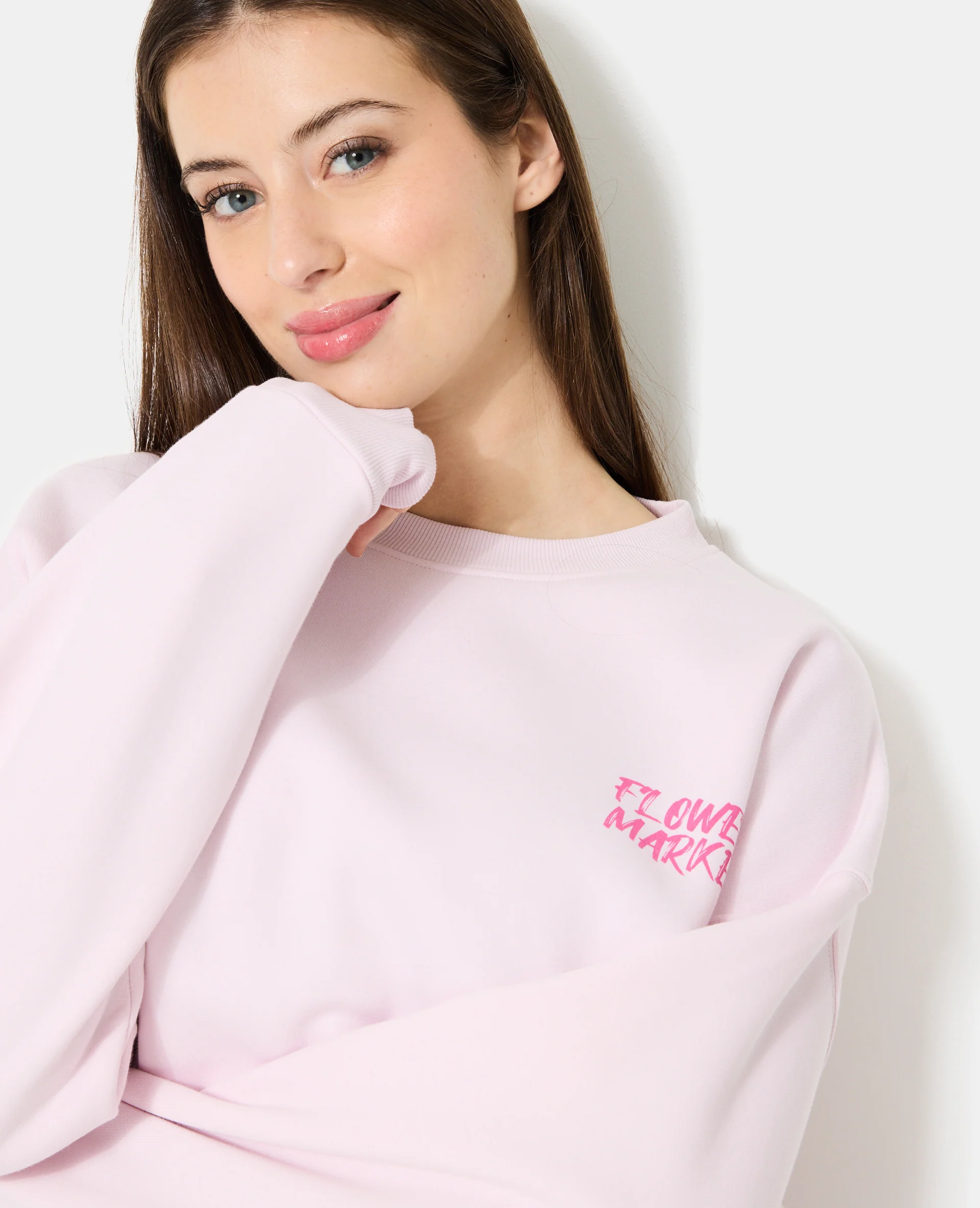 Sweat oversize avec print poitrine et dos