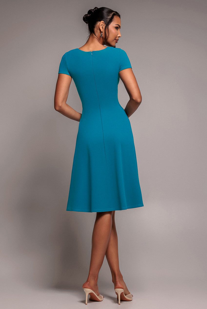 Goddiva Scuba Crepe Twist Cutout Midi Dress