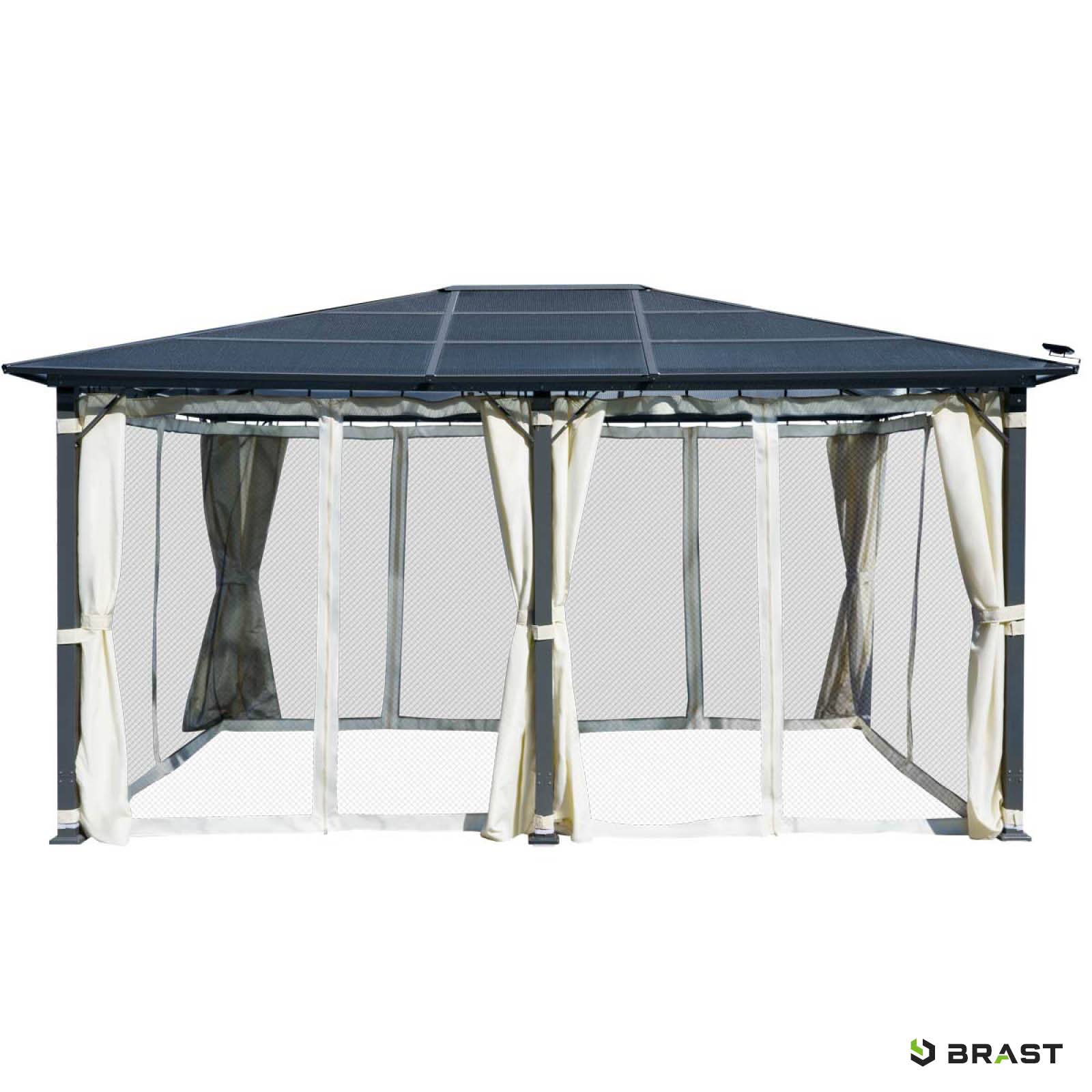 BRAST Alu-Pavillon PREMIUM 3,6x4,8m beige inkl. LEDs