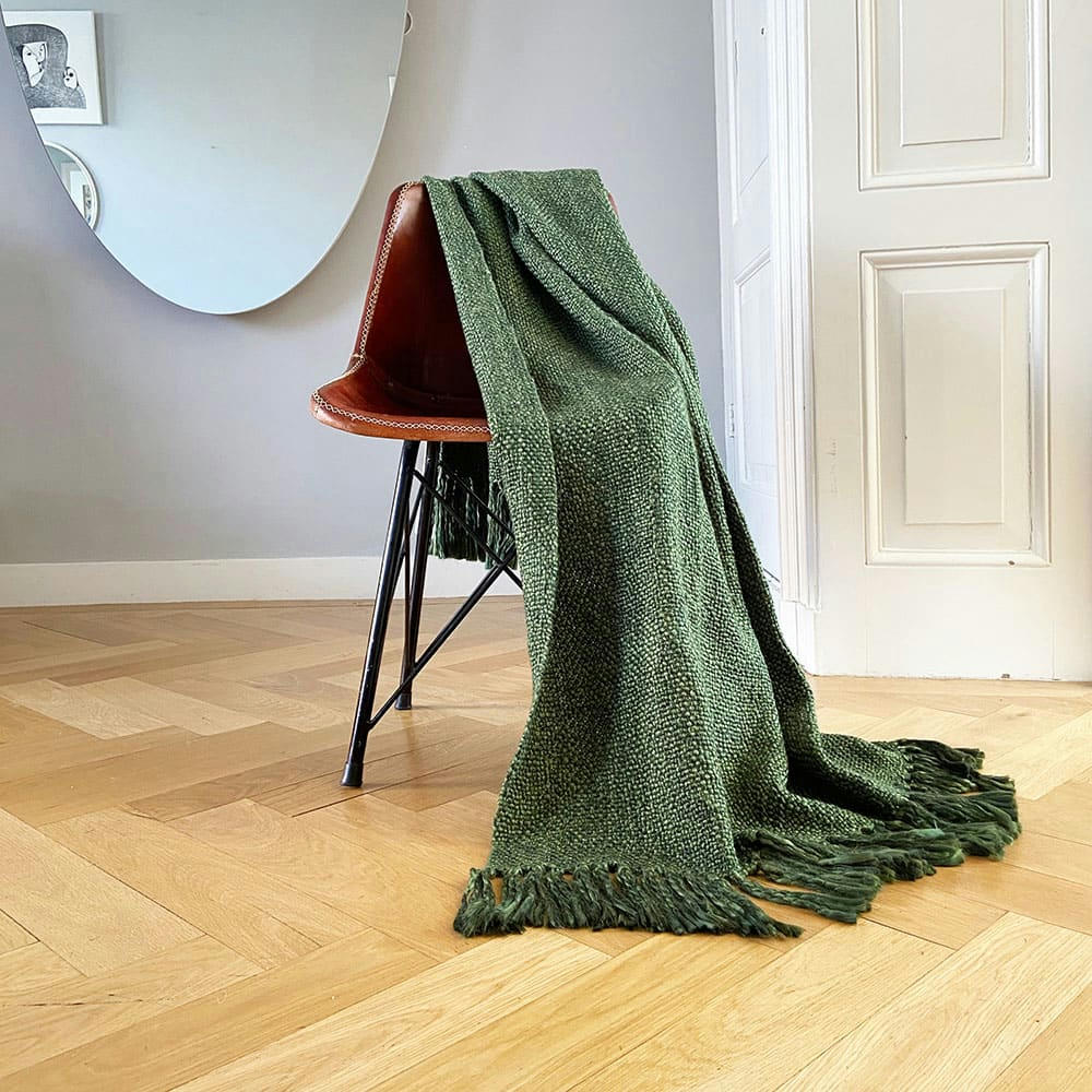 MARBLE - Plaid vert jungle marbré 125x150