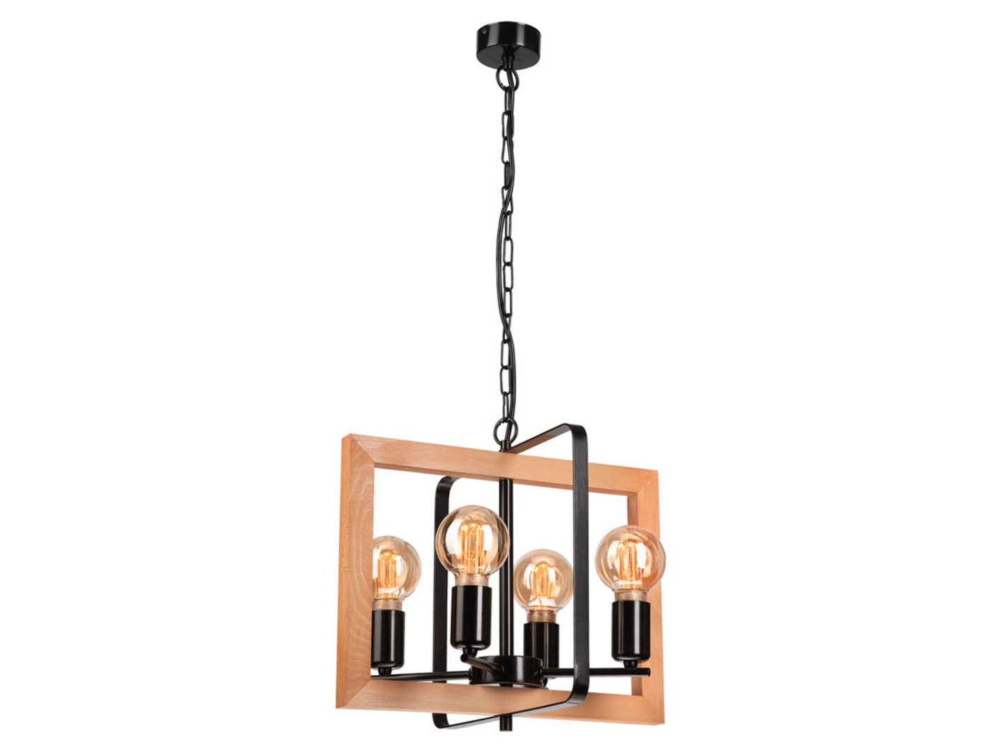 Lampa wisząca Cedric 4-punktowa drewniana beżowa