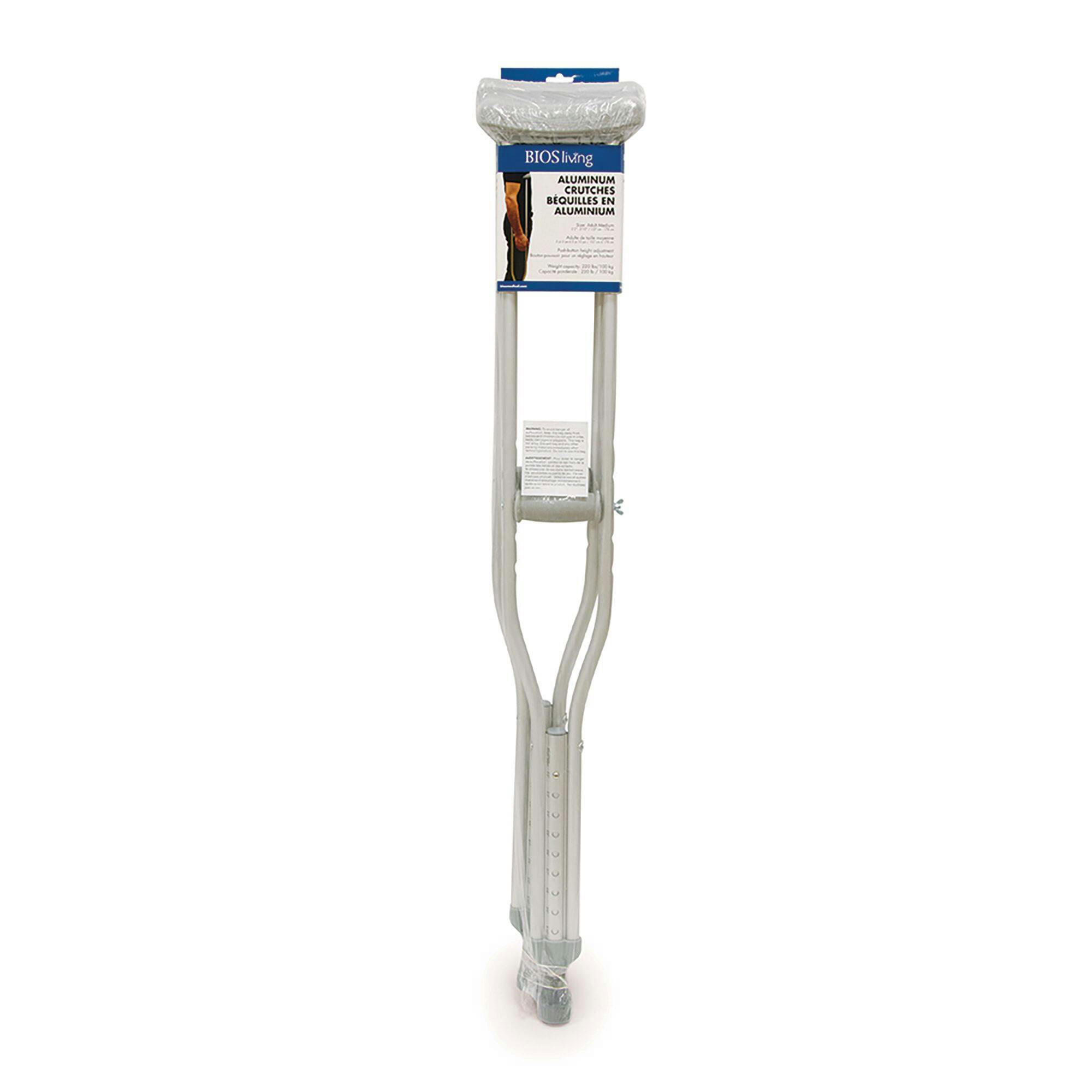 Bios Living Height Adjustable Lightweight Aluminum Padded Crutches, Youth, 2-pc