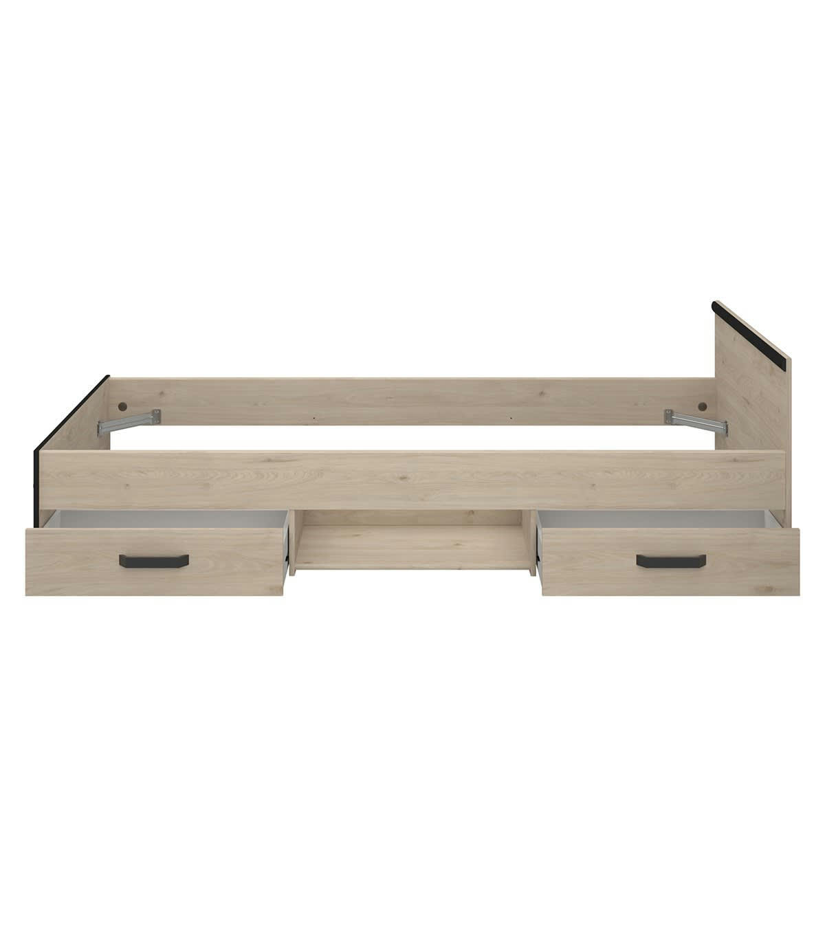 NASHVILLE - Lit avec 2 tiroirs de rangement 90x200 - Décor Chêne Jackson et Noir