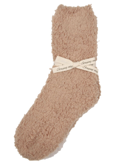 Womens 2pk Brown Cosy Fleece Socks