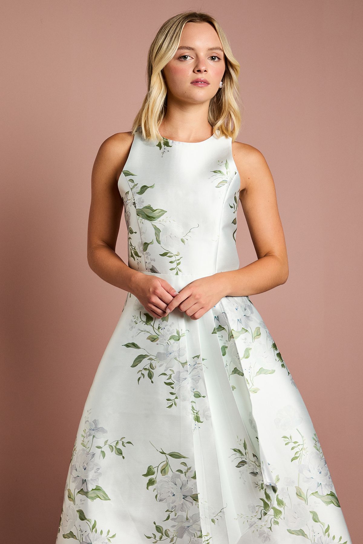 Coast Teen Coast Printed Twill Waterfall Bridesmaid Dress