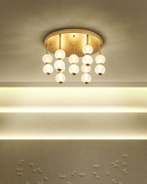 Lampa wisząca LED okrągła metalowa złota