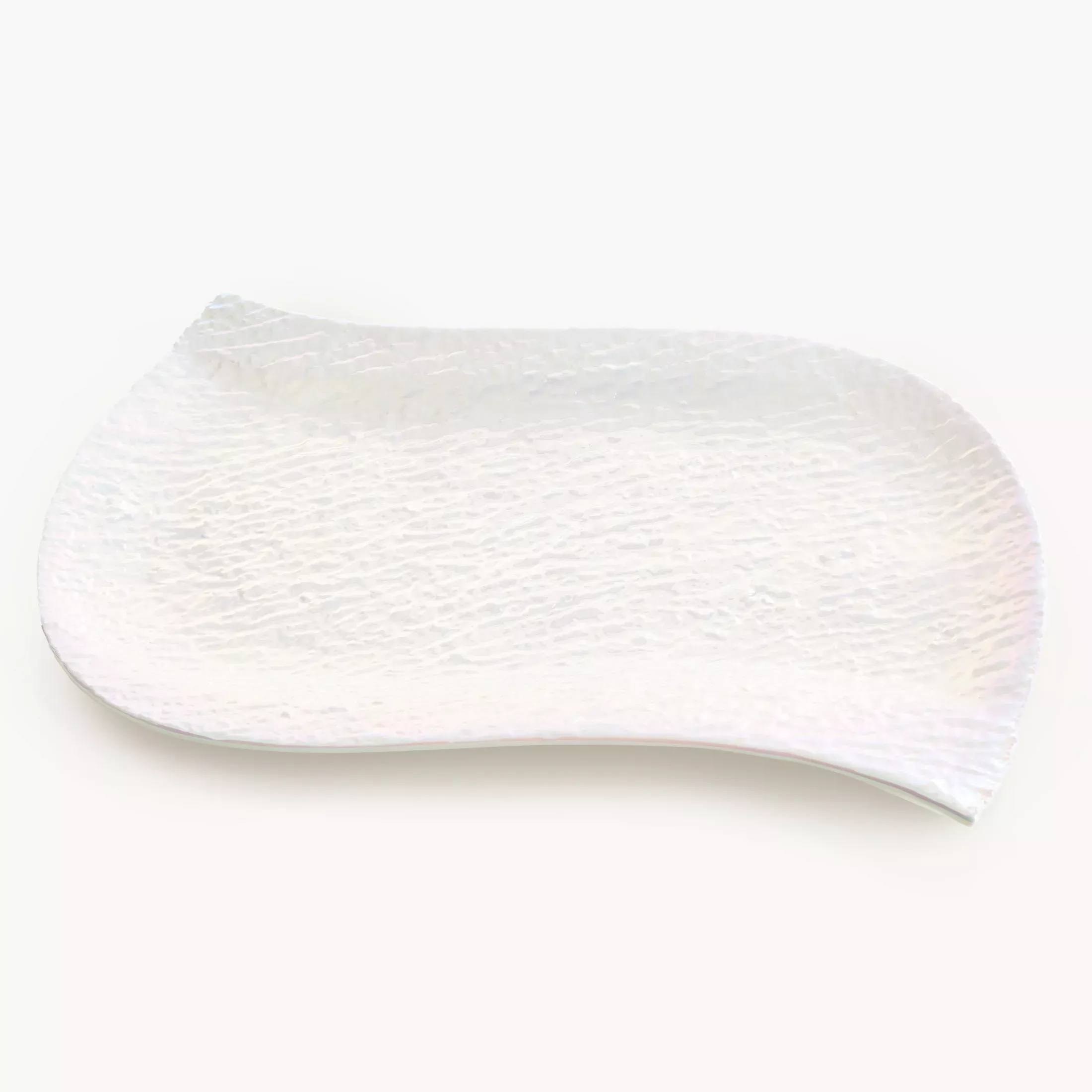 Patera ceramiczna dekoracyjna perłowa zdobiona wypukłym wzorem 31x21x2 cm NINA