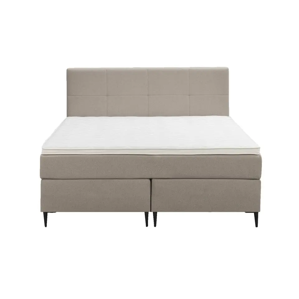 Boxspring Liv geblokt - beige - 140x200 cm - slanke poot