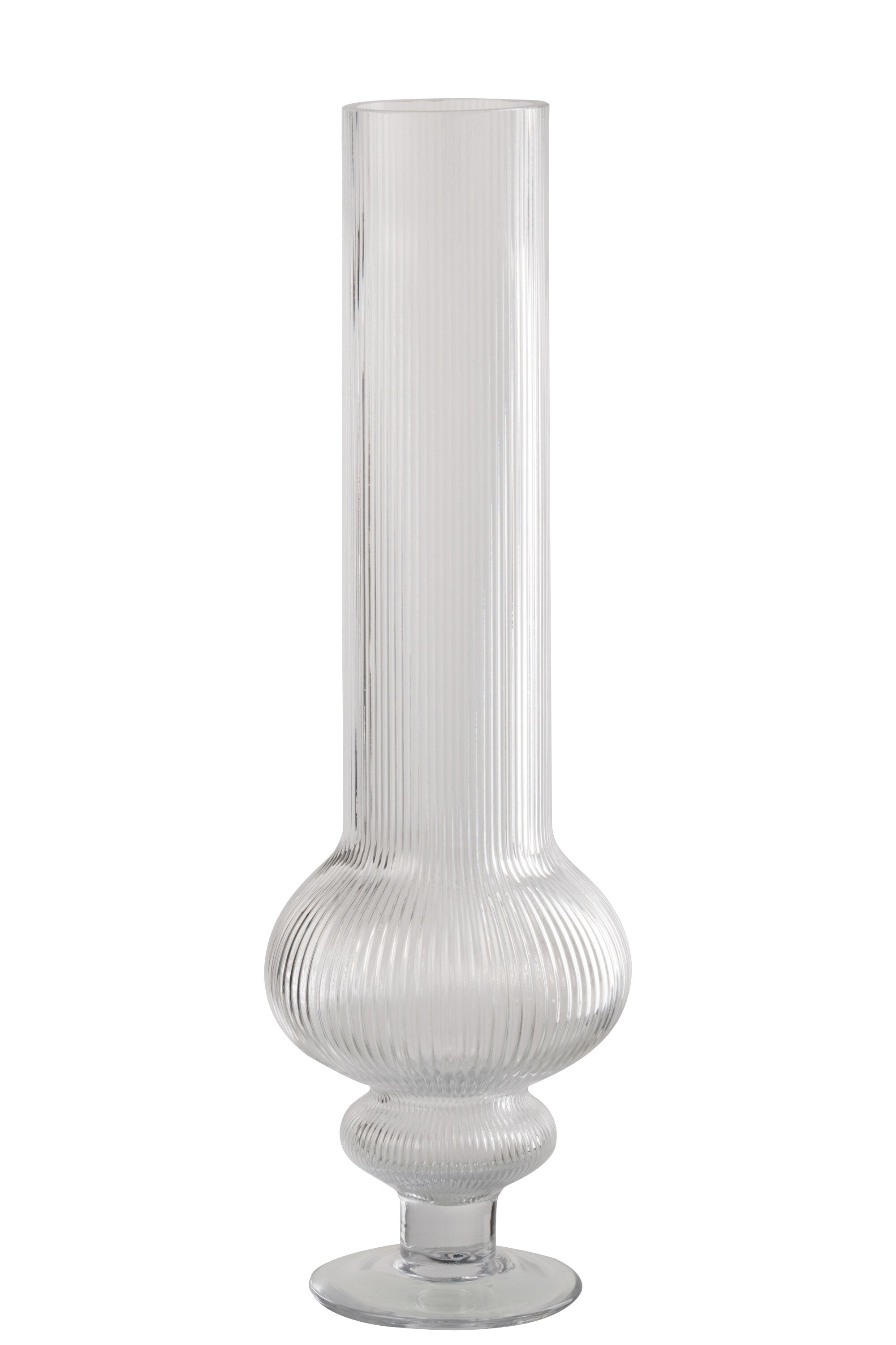 J-Line vaas Ada Geribbeld - glas - transparant - large