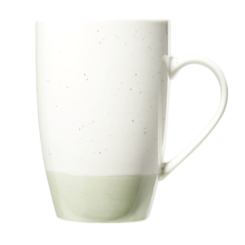 Mug en faïence blanc chiné et vert 500ml H15,5cm