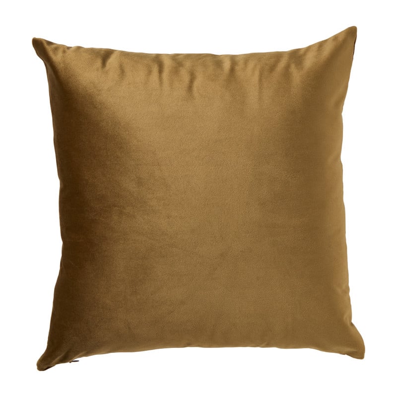 Kussen velvet geblokt - bruin - 45x45 cm