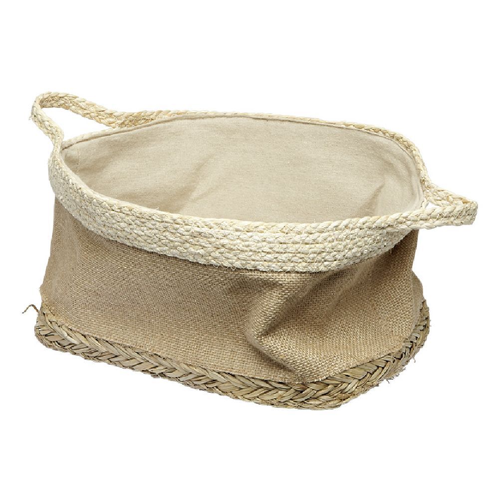 Panière rectangulaire en jonc naturel L34x24 cm