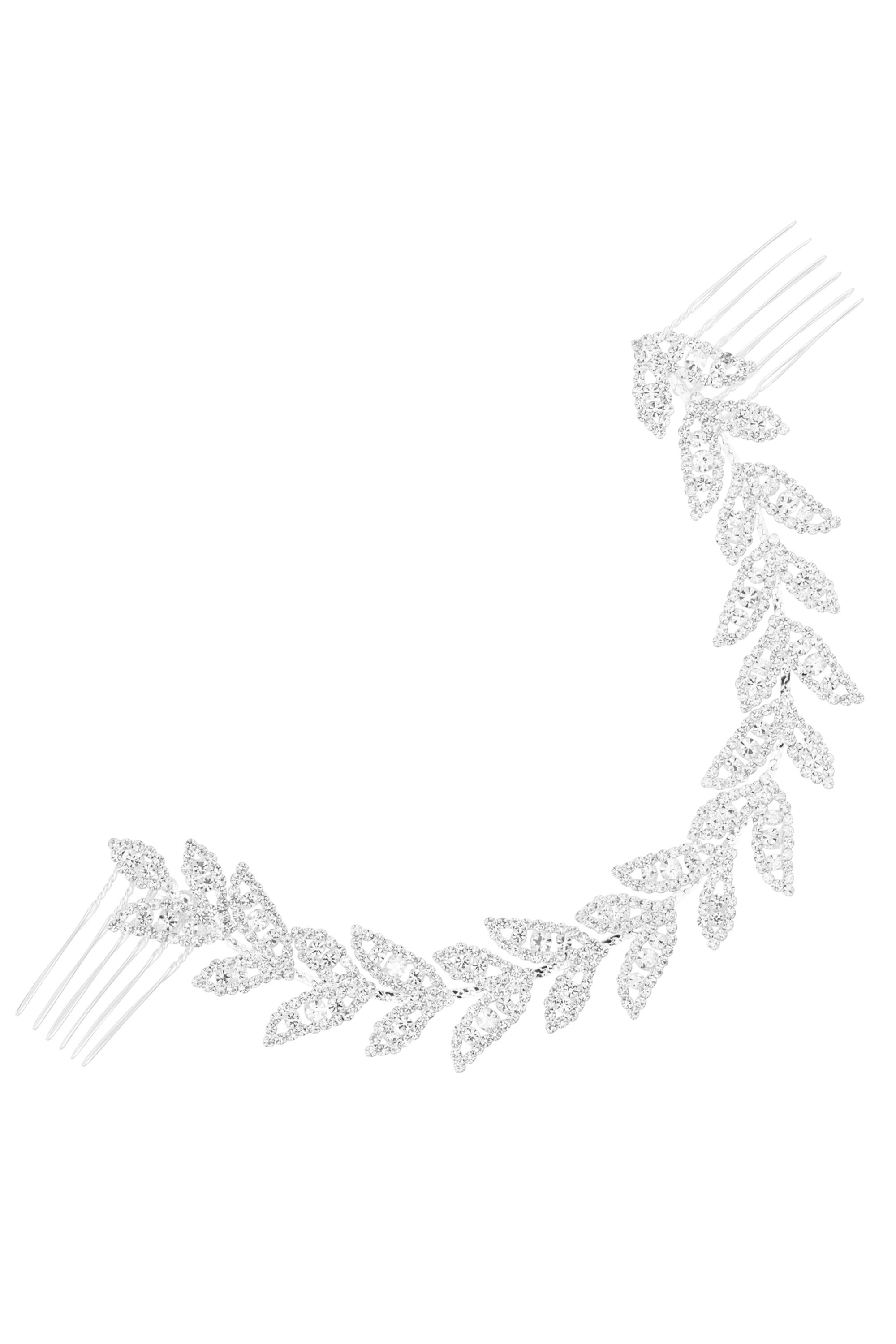 Jon Richard Eva Diamante Leaf Double Comb - Gift Pouch