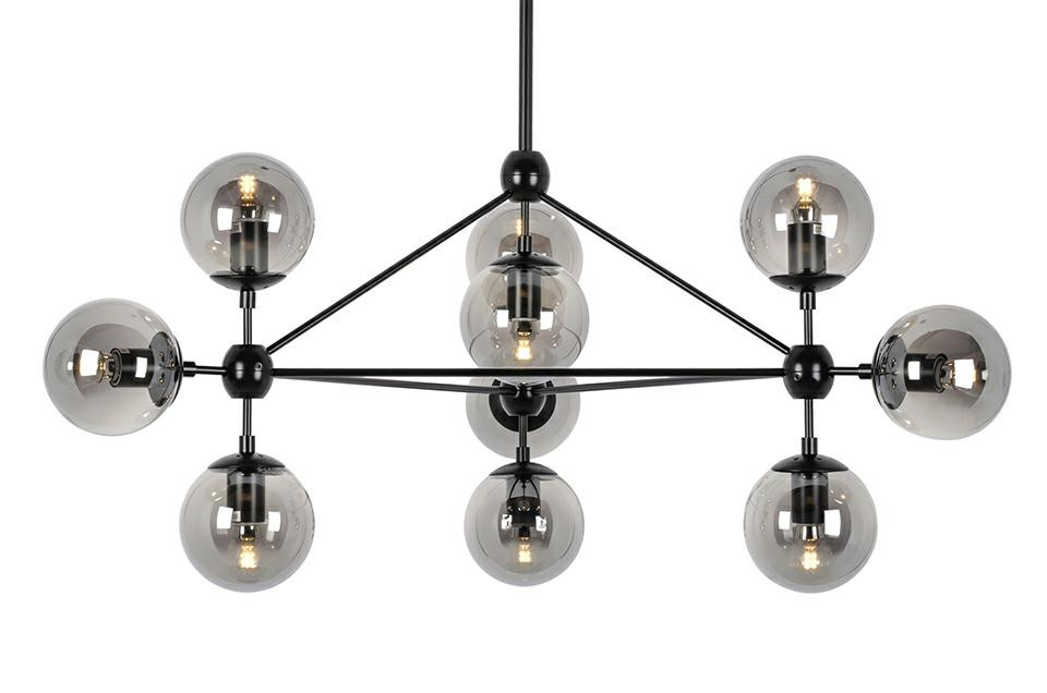 MOOSEE lampa wisząca PLANETARIO 10 czarna - klosze dymione