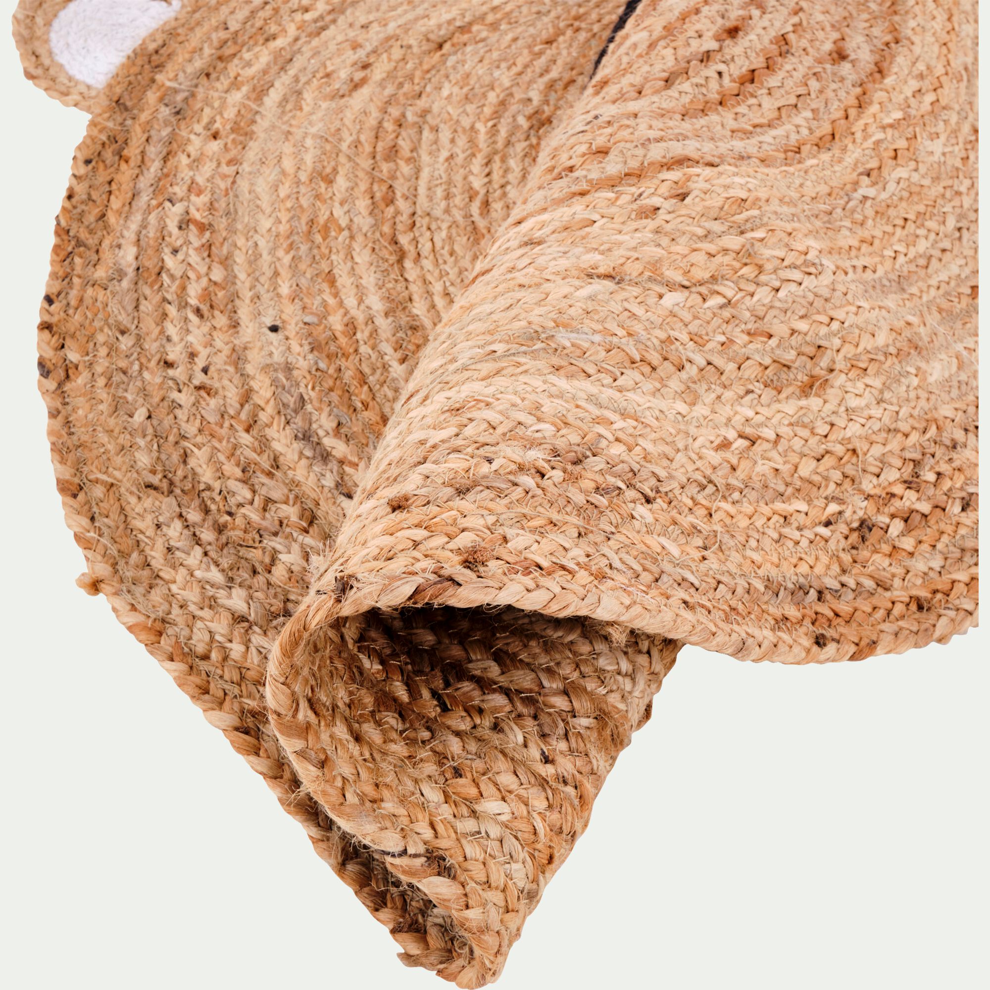 JOE - Tapis rond motif tête d'ours en jute d100cm - naturel