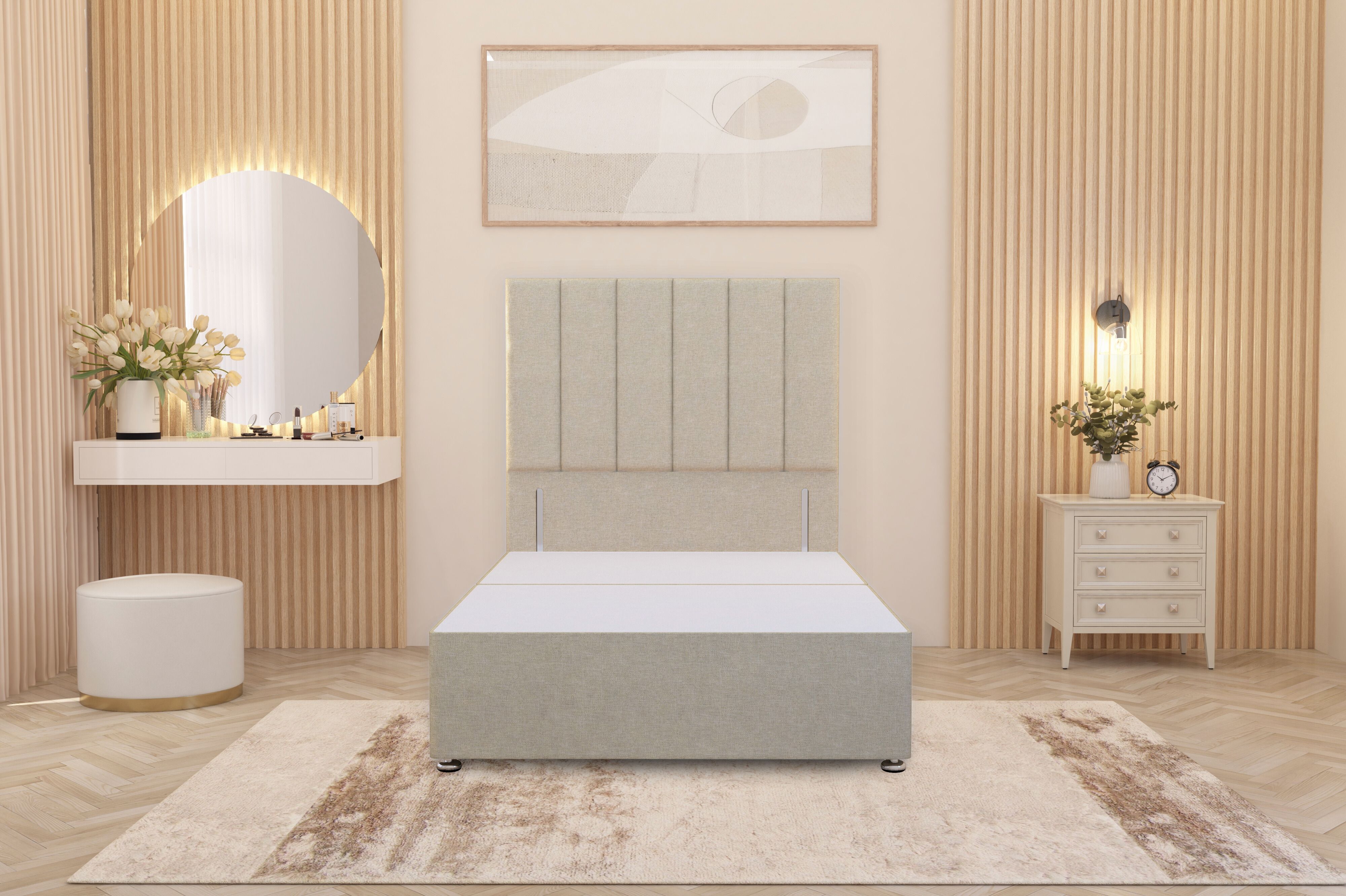 Somnior Austin Divan Bed Base and 54" Floor Standing Headboard Linen Fabric