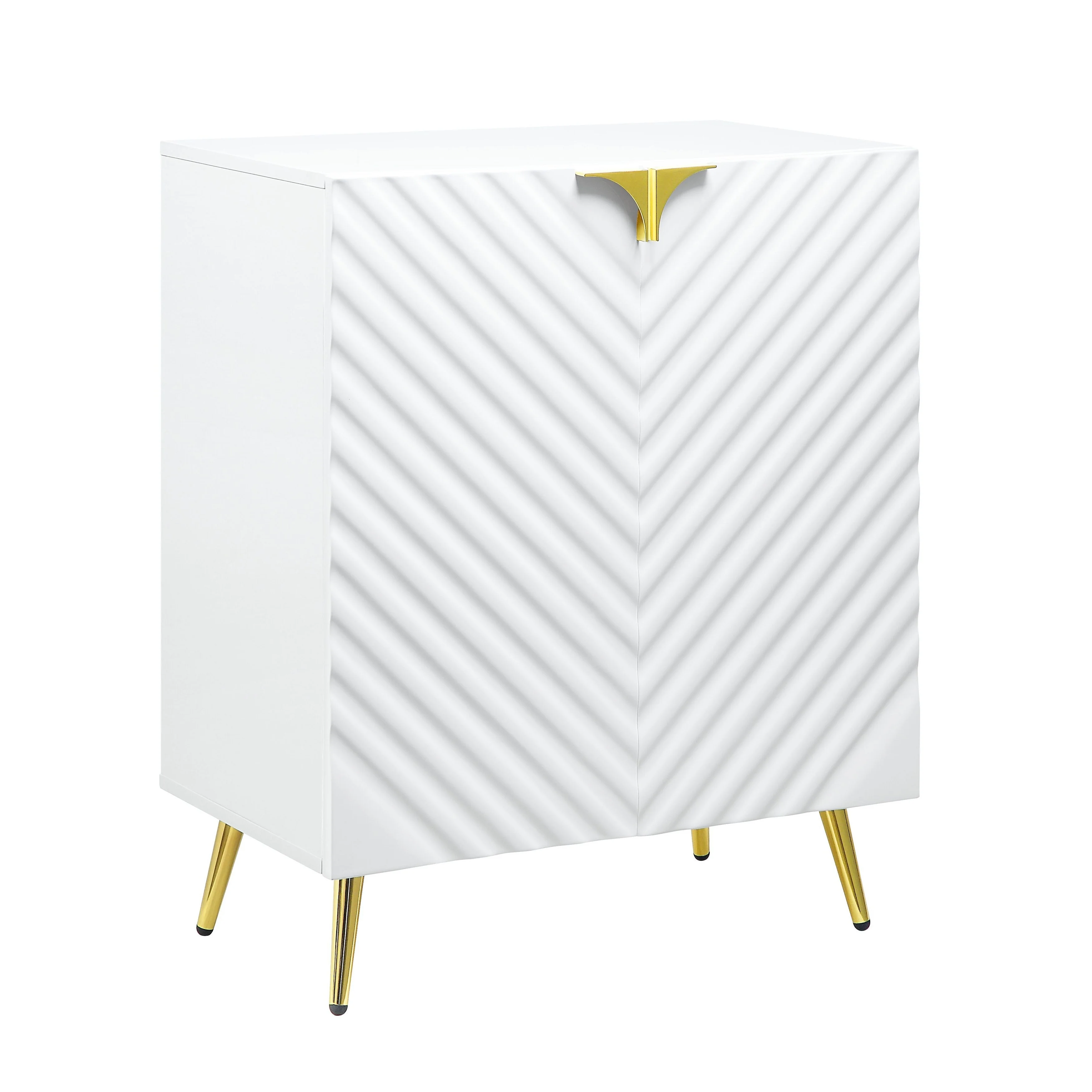 White High Gloss Finish Console Cabinet