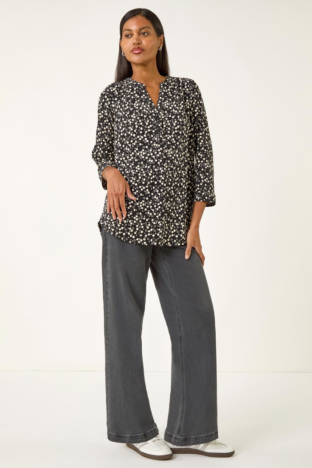 Roman Floral Puff Print Stretch Shirt